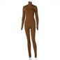 Autumn/winter New Solid Color Tight Sleeve Fleece Lined Jumpsuit