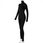 Autumn/winter New Solid Color Tight Sleeve Fleece Lined Jumpsuit